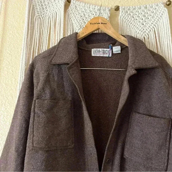 Brown freep doop soft button down top sweater - Picture 3 of 4